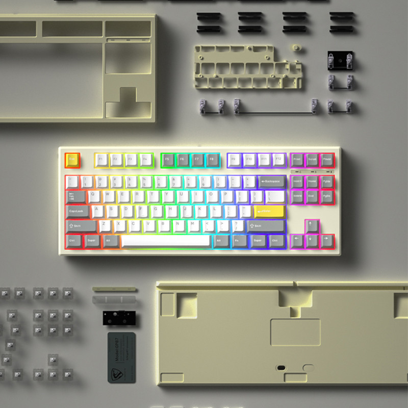 FL·ESPORTS GP87 RGB osvjetljenje s jednim načinom rada s 87 tipki, žičano, pune tipke, zamjenjivo bez proboja