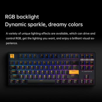 FL ESPORTS GUANGMO X3 Еднорежимен оптичен превключвател Механична клавиатура 87 клавиша Hot Swap RGB Gaming Work