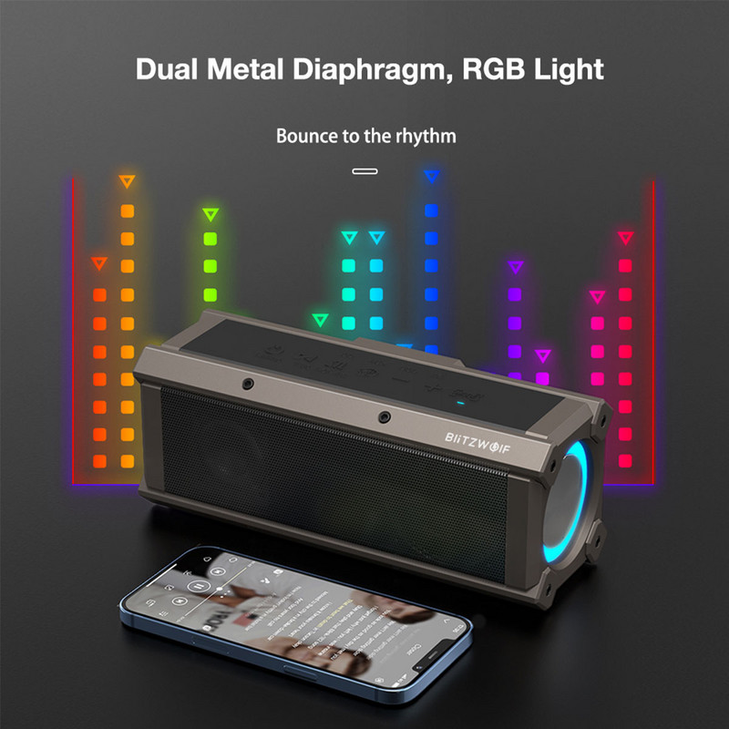 100 W bluetooth kõlar Kaasaskantavad kõlarid Quad draiverid Kahe membraaniga sügav bass RGB valgus TWS 5000 mAh välistingimustes juhtmevaba kõlar