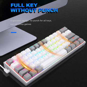 REDRAGON Fizz K617 RGB USB мини механична игрална клавиатура Червен превключвател 61 клавиша Кабелен отделящ се кабел, преносим за изчисления при пътуване