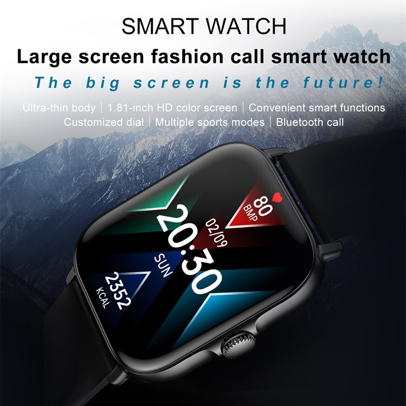 2023 Novi T12 Bluetooth-Call pametni sat Muškarci Ženski 1,81 inčni puni zaslon osjetljiv na dodir Krvni tlak Sport Fitness Vodootporan pametni sat