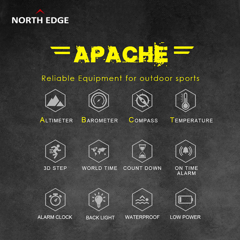 NORTH EDGE APACHE meeste sportlik nutikell jooksmine ronimine ujumiskompass kõrgusmõõtur baromeeter veekindel 50 m nutikell