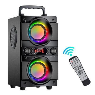 TOPROAD Bluetooth zvučnik 60 W prijenosni bežični stereo bas subwoofer karaoke zvučnici za zabavu s podrškom za RGB LED svjetlo FM radio