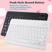 Tastatură fără fir Bluetooth pentru iPad Tastatură și mouse retro rotund ruso spaniolă ebraică pentru tabletă iOS Android Windows Phone