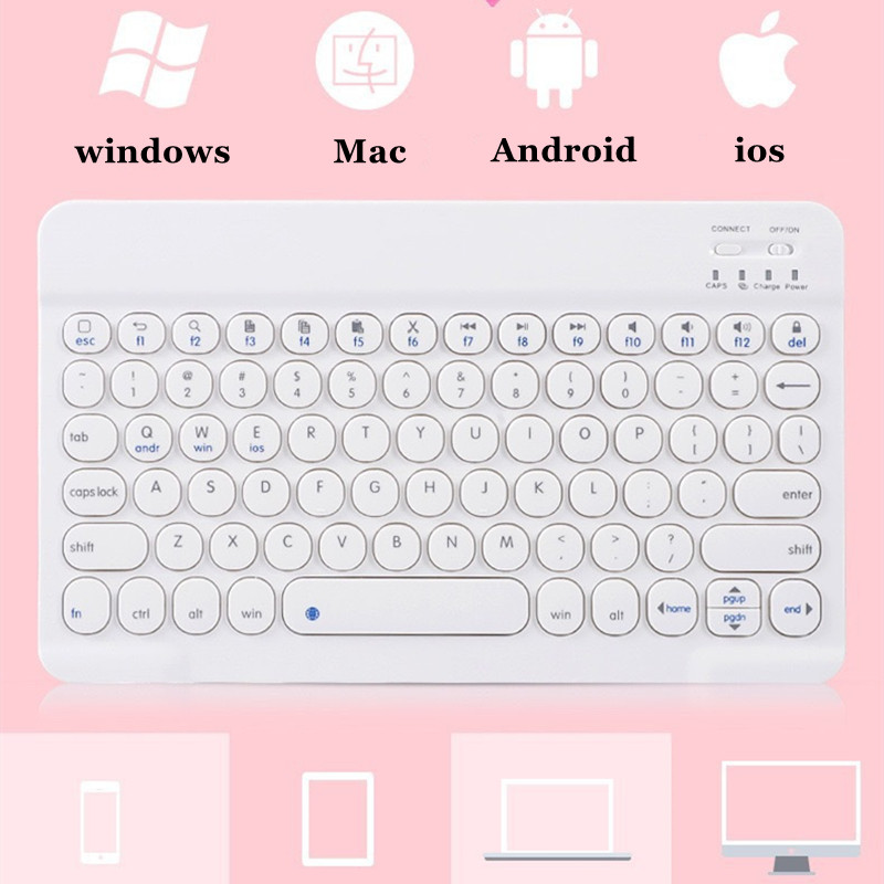 Tastatură fără fir Bluetooth pentru iPad Tastatură și mouse retro rotund ruso spaniolă ebraică pentru tabletă iOS Android Windows Phone