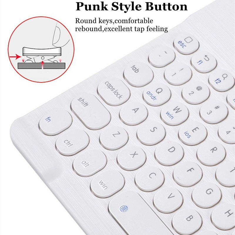 Tastatură fără fir Bluetooth pentru iPad Tastatură și mouse retro rotund ruso spaniolă ebraică pentru tabletă iOS Android Windows Phone