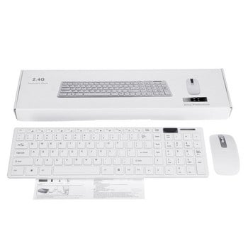 2.4G безжична клавиатура и мишка Combo Безшумна клавиатура Комплект мишка Комплект ултратънка клавиатура със защитно фолио за лаптоп PC