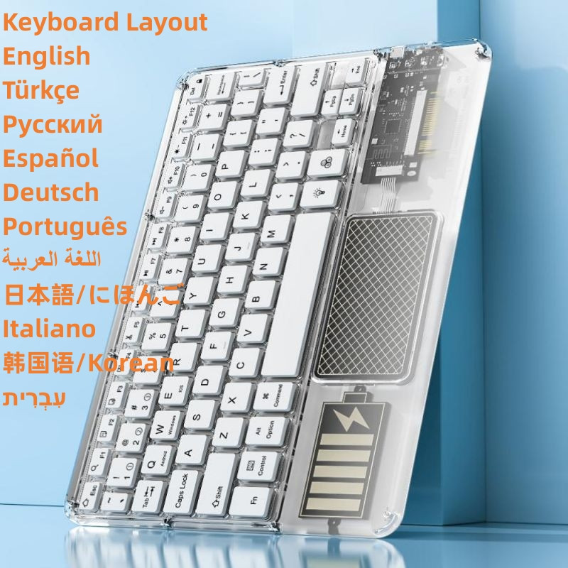 Διαφανές Bluetooth Ρωσικό Ισπανικό Κορεατικό Πληκτρολόγιο για Android iOS Tablet Windows Ασύρματο πληκτρολόγιο με οπίσθιο φωτισμό για iPad 10th