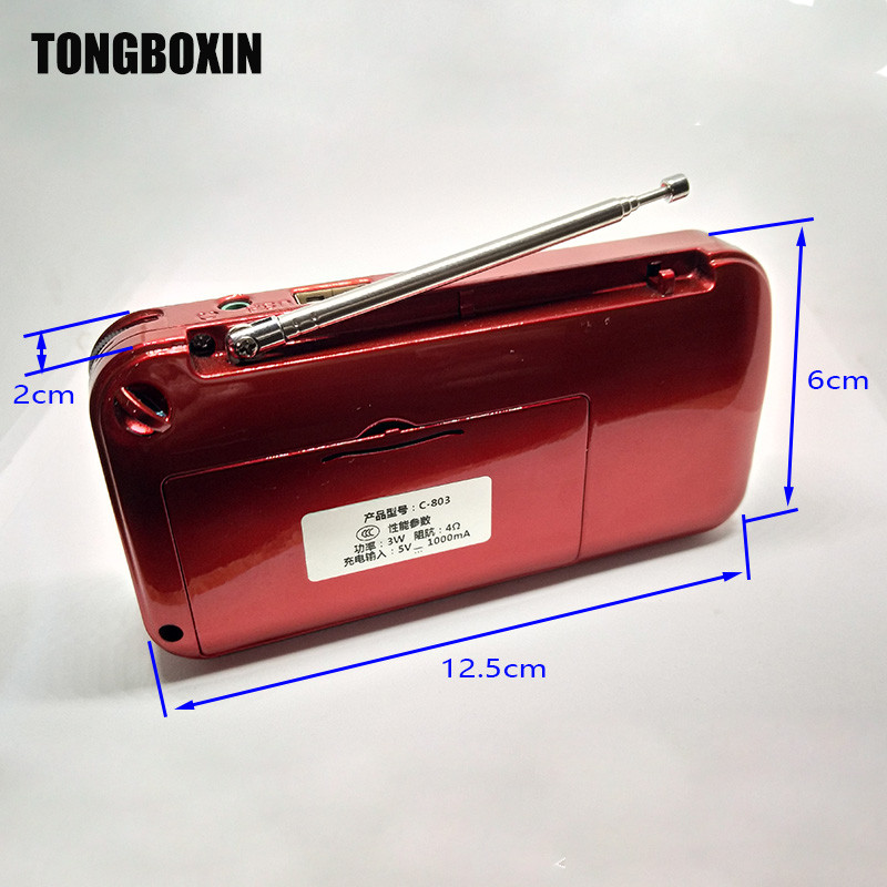 C-803 s dva utora za baterije 18650 & LED svjetiljkom & dva utora za TF karticu Prijenosni FM radio Bežični USB zvučnik MP3 player