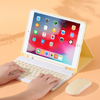 За iPad Air 4 5 Калъф с държач за молив Безжична Bluetooth руска испанска клавиатура Мишка за iPad Pro Air 4 8th Funda Cover