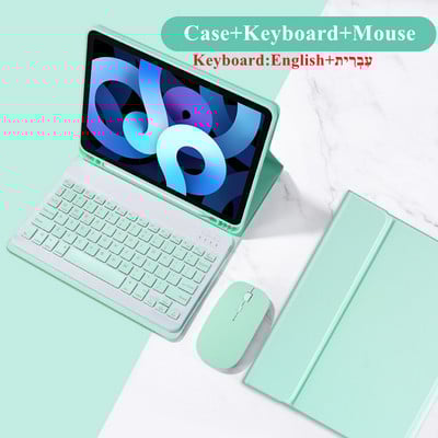 Puzdro pre iPad Air 4 5 s držiakom na ceruzku Bezdrôtová Bluetooth ruská španielska klávesnica a myš pre iPad Pro Air 4 8. generácie Funda Cover