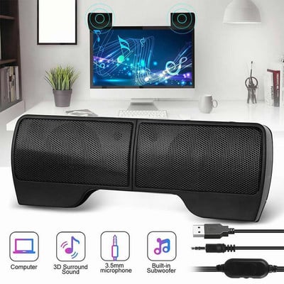 HKXA 1 pereche Mini portabile Clipon USB Stereo Difuzoare Controller de linie Soundbar pentru Laptop Mp3 Telefon Music Player PC cu Clip