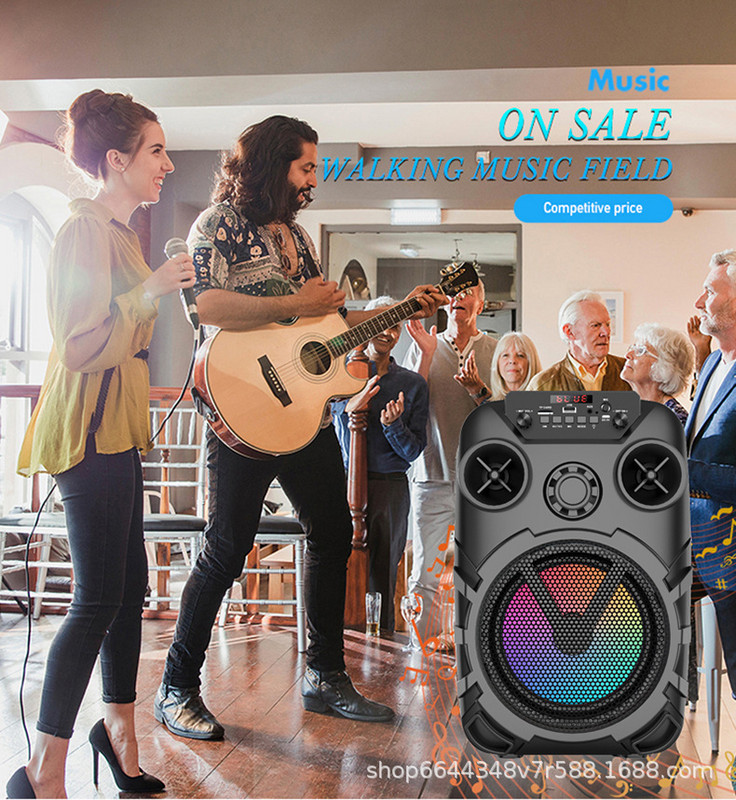 Cutie de difuzoare Bluetooth de mare putere de 60 W, coloană portabilă, subwoofer surround stereo, fără fir Square Dance, cutie de sunet pentru exterior cu MIC