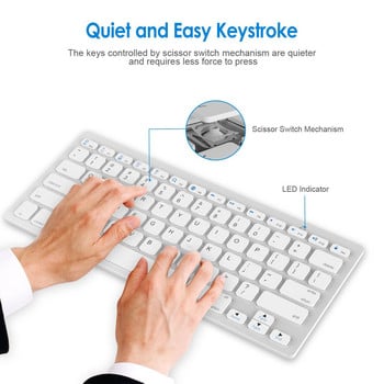 Безжична клавиатура със 78 клавиша, съвместима с Bluetooth, руски/корейски/испански/френски/арабски за iPad Air Pro за Windows/Android лаптоп