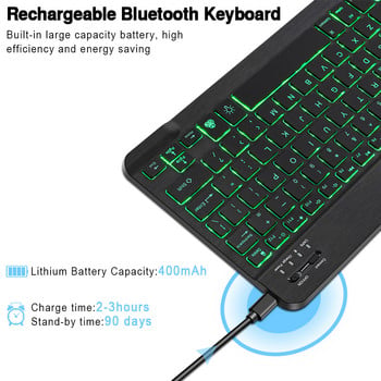 RGB Bluetooth клавиатура и мишка акумулаторна безжична руска испанска корейска подсветка за iPad Android IOS Windows таблет лаптоп