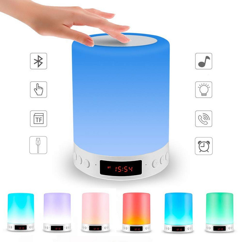 Hordozható vezeték nélküli hangszóró Touch Pat Light lejátszó Bluetooth hangszóró Színes LED éjszakai fény éjjeli asztali lámpa a jobb alvásért