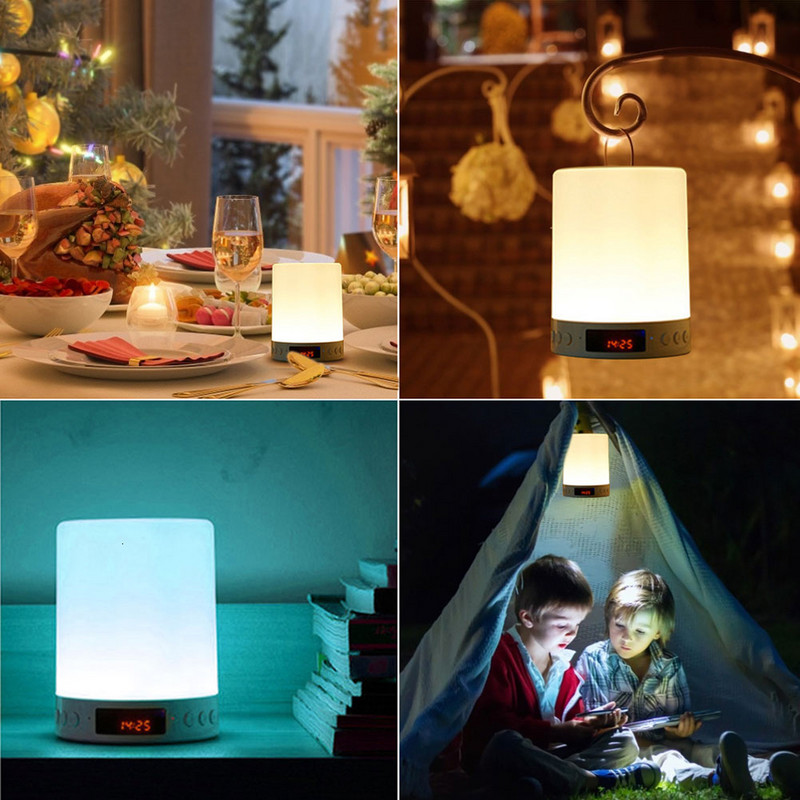 Hordozható vezeték nélküli hangszóró Touch Pat Light lejátszó Bluetooth hangszóró Színes LED éjszakai fény éjjeli asztali lámpa a jobb alvásért