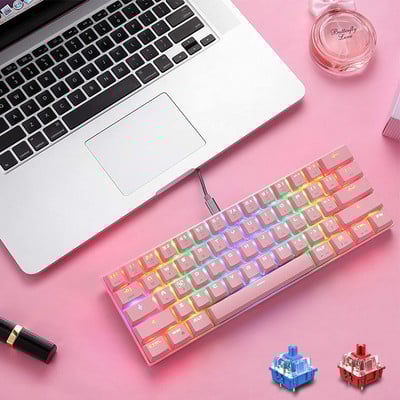 Mini 60% Motospeed RGB Gaming Μηχανικό Πληκτρολόγιο 61 Πλήκτρα USB Ενσύρματο/Bluetooth Οπίσθιος φωτισμός LED διπλής λειτουργίας για υπολογιστή υπολογιστή Gamer+Gift