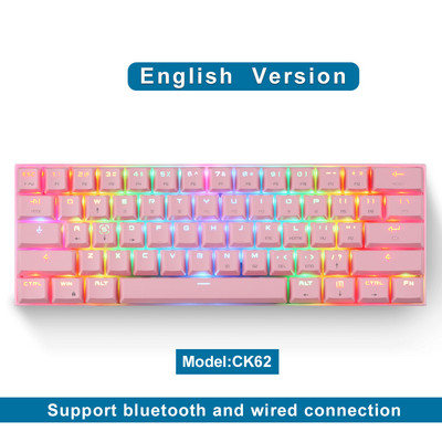 Mini 60% Motospeed RGB Gaming Μηχανικό Πληκτρολόγιο 61 Πλήκτρα USB Ενσύρματο/Bluetooth Οπίσθιος φωτισμός LED διπλής λειτουργίας για υπολογιστή υπολογιστή Gamer+Gift
