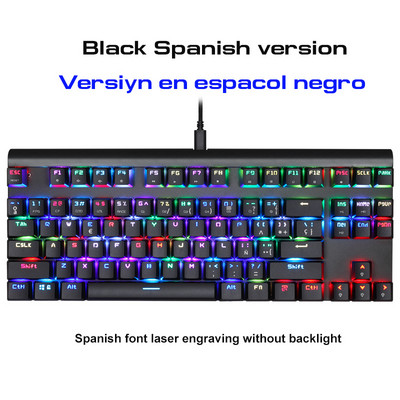 Originali Motospeed CK101 RGB mechaninė klaviatūra 87 klavišai laidiniai anti-ghosting Mix LED foninio apšvietimo žaidimų klaviatūros, skirtos kompiuteriniams žaidėjams