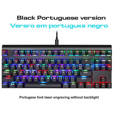 Originali Motospeed CK101 RGB mechaninė klaviatūra 87 klavišai laidiniai anti-ghosting Mix LED foninio apšvietimo žaidimų klaviatūros, skirtos kompiuteriniams žaidėjams