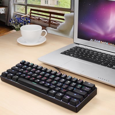 Motospeed CK61 Tastatură mecanică portabilă cu 61 de taste RGB LED retroiluminată Tastaturi de birou/jocuri cu fir USB pentru Mac, Android, Windows