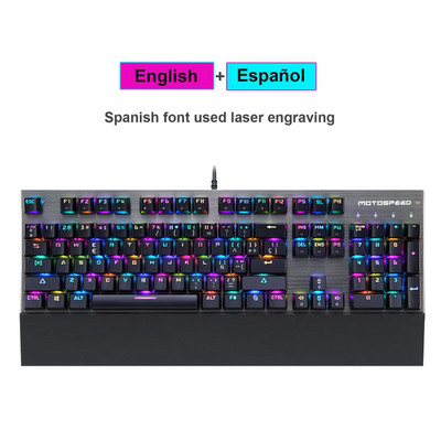 Originaal Motospeed CK108 mänguri mehaaniline klaviatuur 104 klahviga must/sinine/punane lüliti USB juhtmega RGB taustvalgustusega klaviatuurid randmetugi