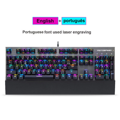 Originaal Motospeed CK108 mänguri mehaaniline klaviatuur 104 klahviga must/sinine/punane lüliti USB juhtmega RGB taustvalgustusega klaviatuurid randmetugi