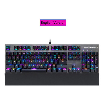 Originaal Motospeed CK108 mänguri mehaaniline klaviatuur 104 klahviga must/sinine/punane lüliti USB juhtmega RGB taustvalgustusega klaviatuurid randmetugi