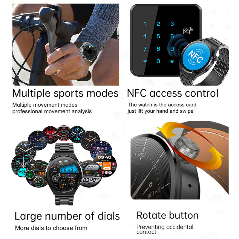 2023 NFC Smart Watch Men AMOLED 390*390 HD Οθόνη καρδιακών παλμών Bluetooth Κλήση IP68 αδιάβροχο SmartWatch για Huawei Xiaomi
