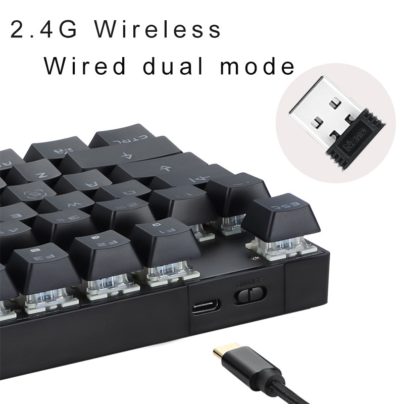 Hot 2.4G belaidė Motospeed GK82 žaidimų mechaninė klaviatūra 87 klavišų LED apšvietimas dvigubo režimo mini USB klaviatūra, skirta kompiuteriniams kompiuteriniams žaidėjams