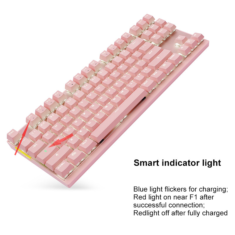 Hot 2.4G belaidė Motospeed GK82 žaidimų mechaninė klaviatūra 87 klavišų LED apšvietimas dvigubo režimo mini USB klaviatūra, skirta kompiuteriniams kompiuteriniams žaidėjams
