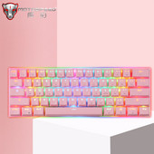 Pink Motospeed CK62 Mini Mechanical Keyboard 61 Key USB Ενσύρματο Bluetooth πληκτρολόγια παιχνιδιών διπλής λειτουργίας για υπολογιστή υπολογιστή Laptop Gamer