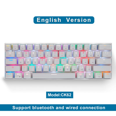 Pink Motospeed CK62 Mini Mechanical Keyboard 61 Key USB Ενσύρματο Bluetooth πληκτρολόγια παιχνιδιών διπλής λειτουργίας για υπολογιστή υπολογιστή Laptop Gamer