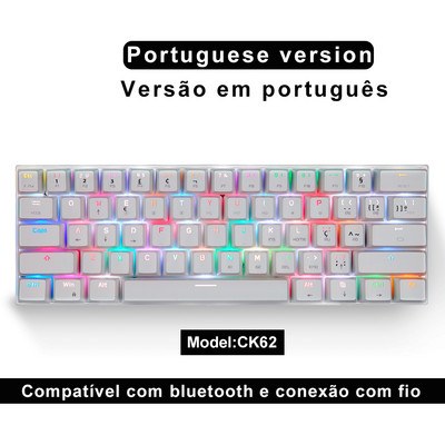 Pink Motospeed CK62 Mini Mechanical Keyboard 61 Key USB Ενσύρματο Bluetooth πληκτρολόγια παιχνιδιών διπλής λειτουργίας για υπολογιστή υπολογιστή Laptop Gamer