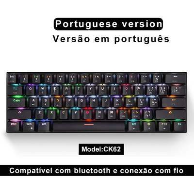 Pink Motospeed CK62 Mini Mechanical Keyboard 61 Key USB Ενσύρματο Bluetooth πληκτρολόγια παιχνιδιών διπλής λειτουργίας για υπολογιστή υπολογιστή Laptop Gamer