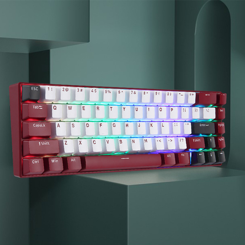 Motospeed BK67 dviejų režimų mechaninė klaviatūra 67 klavišų RGB Bluetooth 5.0 belaidis / laidinis raudonas mėlynas jungiklis, skirtas nešiojamam kompiuteriui Win / Mac / iPad