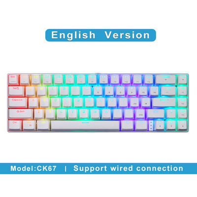 Najnovšia mechanická herná klávesnica Motospeed CK67 RGB USB Mini, červenomodrý spínač, 67 kláves, káblový odnímateľný kábel, prenosná na cesty