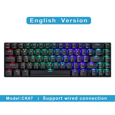 Najnovšia mechanická herná klávesnica Motospeed CK67 RGB USB Mini, červenomodrý spínač, 67 kláves, káblový odnímateľný kábel, prenosná na cesty