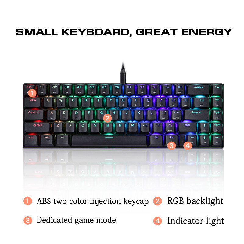 Najnovšia mechanická herná klávesnica Motospeed CK67 RGB USB Mini, červenomodrý spínač, 67 kláves, káblový odnímateľný kábel, prenosná na cesty