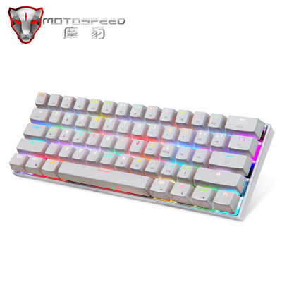Mini 60% Motospeed CK62 RGB игрална механична клавиатура 61 клавиша USB кабелна/Bluetooth двурежимна LED подсветка за компютър компютър геймър