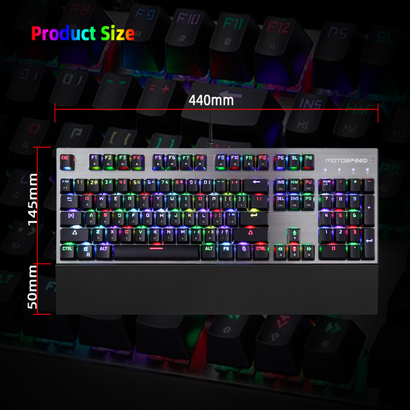 Γνήσιο μηχανικό πληκτρολόγιο παιχνιδιών Motospeed CK108 RGB 104 πλήκτρων USB Ενσύρματα πληκτρολόγια LED με οπίσθιο φωτισμό Υποστήριξη καρπού για Computer Gamer