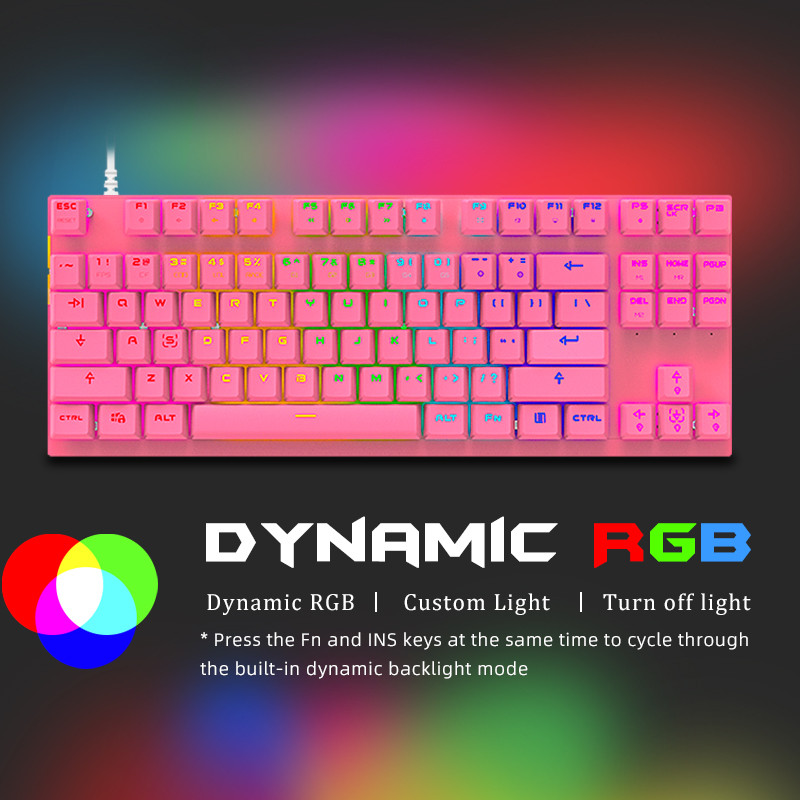 Oriģinālā Motospeed CK82 RGB spēļu mehāniskā tastatūra 87 taustiņu LED fona apgaismojums USB vadu multivides tastatūras personālajam datora spēlētājam