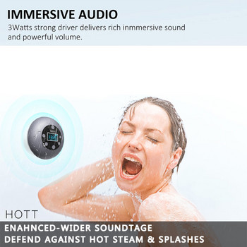 Радио за душ Bluetooth високоговорител Водоустойчив преносим високоговорител за душ за баня с микрофон FM LCD дисплей