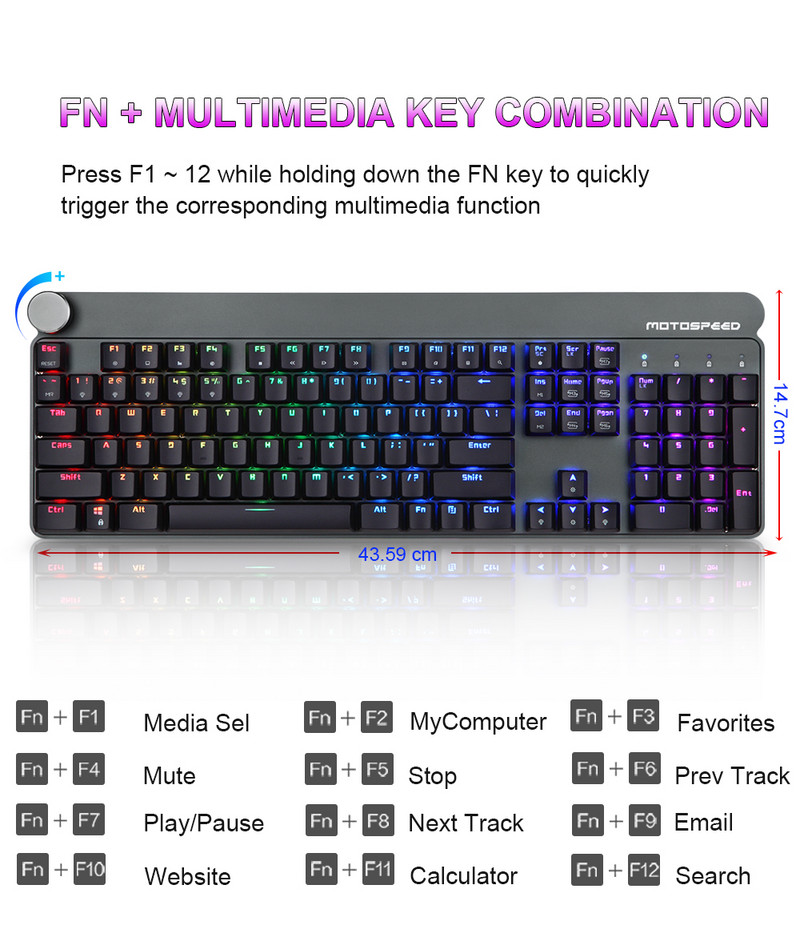 Motospeed GK81 mänguri mehaaniline klaviatuur USB juhtmeta kaherežiimiline RGB taustvalgustusega vene/hispaania laserklaviatuur arvutimängijatele