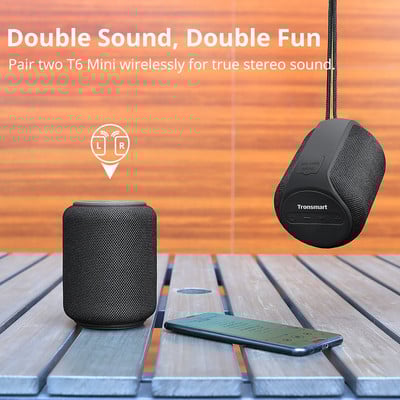 Originalus „Tronsmart T6 Mini“ belaidis „Bluetooth“ garsiakalbis lauke žemo dažnio nešiojamasis stulpelis IPX6 su balso asistentu 24 val.