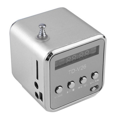 FM radijo nešiojamasis aliuminio lydinio USB mini stereo skaitmeninis LCD muzikos grotuvo palaikymas Micro SD/TF garsiakalbis, skirtas asmeniniam telefonui