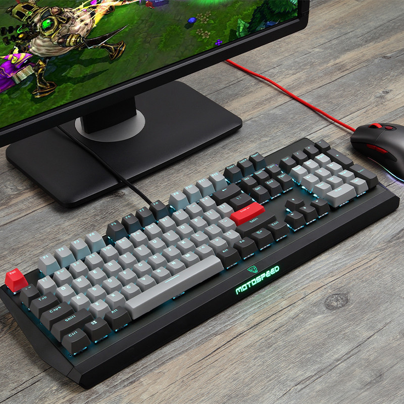 Motospeed CK74 mängumehaaniline klaviatuur 104 klahviga USB Juhtmega LED-taustavalgustusega laser-veekindlad klaviatuurid arvuti-arvuti sülearvuti mängijale