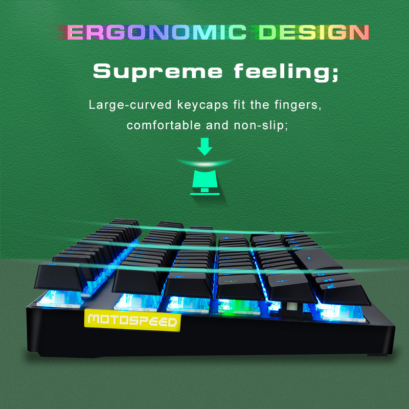 Το νεότερο Motospeed CK82 RGB Gaming Mechanical Keyboard Anti-Ghosting LED Backlight Backlight USB Ενσύρματα πληκτρολόγια λέιζερ για υπολογιστή υπολογιστή Gamer