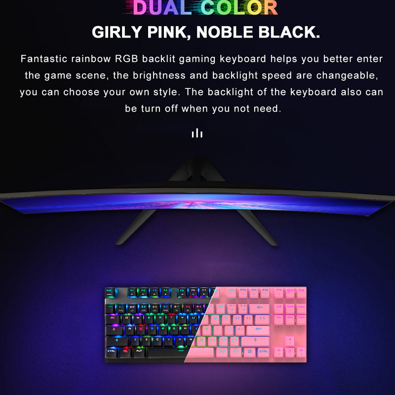 Το νεότερο Motospeed CK82 RGB Gaming Mechanical Keyboard Anti-Ghosting LED Backlight Backlight USB Ενσύρματα πληκτρολόγια λέιζερ για υπολογιστή υπολογιστή Gamer